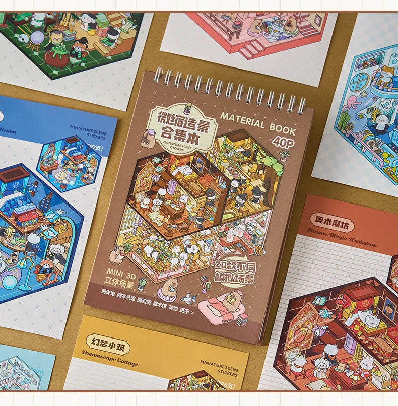 3D Landscape Sticker Collection Book for Scrapbooking & Journaling