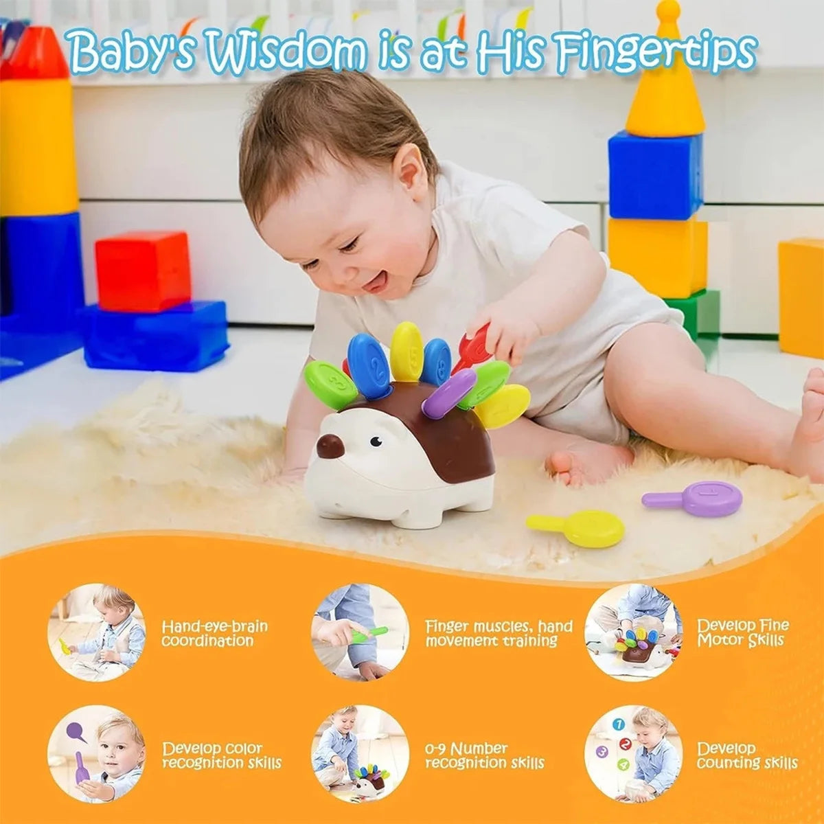Sensory Hedgehog Toy for Toddlers – Montessori Fine Motor Development