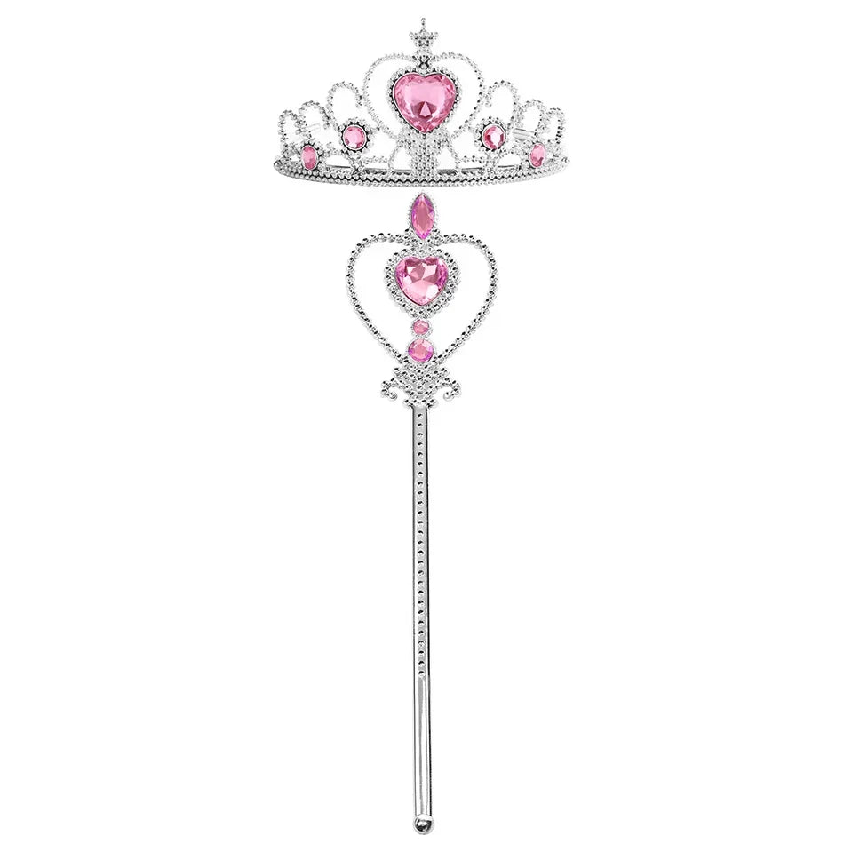 A silver and pink royal princess dress-up playset featuring a crown and wand.