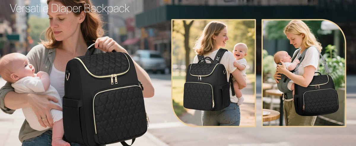 Foldable 4-in-1 Diaper Bag Backpack with Changing Pad