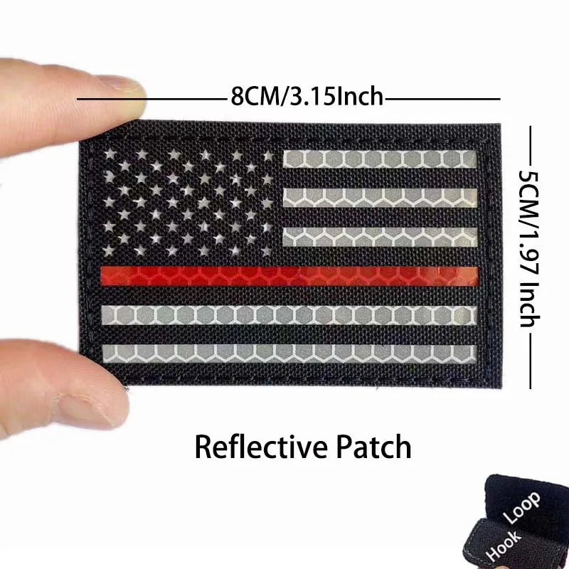 Reflective American Flag Tactical Patch with Glow-in-the-Dark Detail