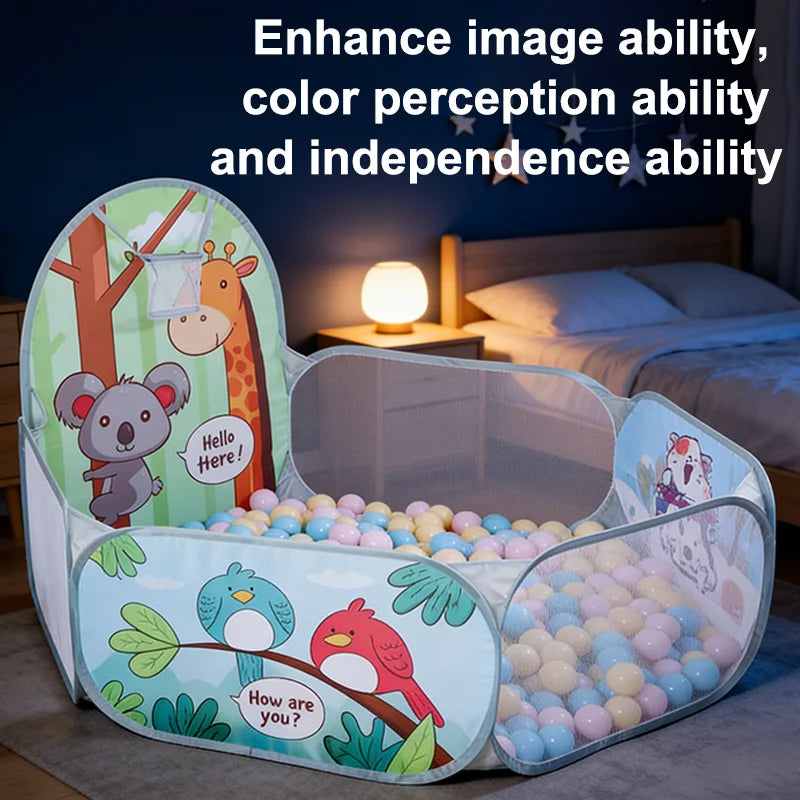 Foldable Kids Ball Pit Playpen with Basketball Hoop