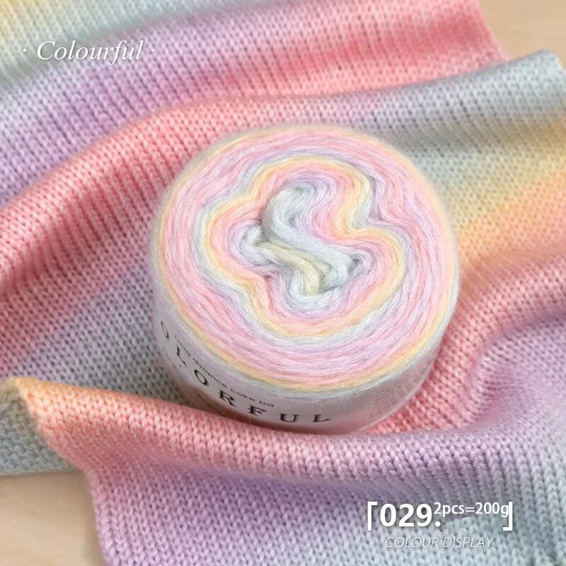 Gradient Cake Yarn – 200g Soft Wool Blend for Knitting & Crochet