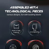Assembled with technological pieces building blocks including ABS material, true re-engraving, shiny wheels, and knob steerin
