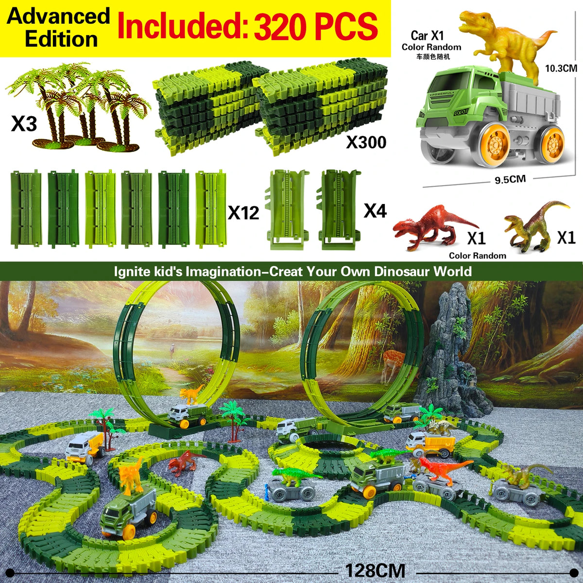 Dinosaur Climbing Track Car Set with Magic Flexi-Roads