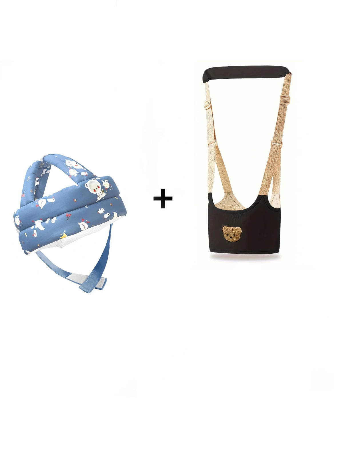 Bear Print Anti-Fall Walking Harness & Head Protection Pillow Set