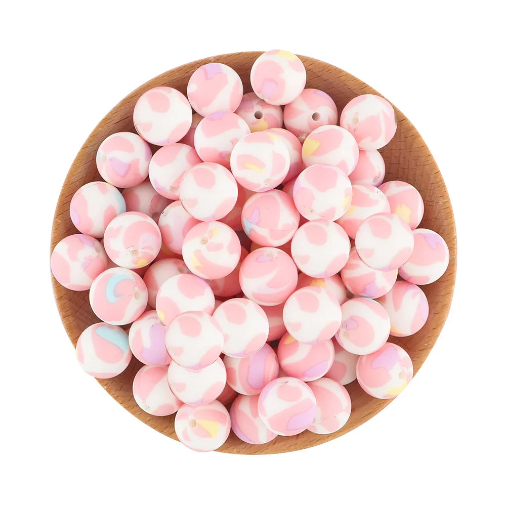 Pink Silicone Round Beads for DIY Jewelry Making