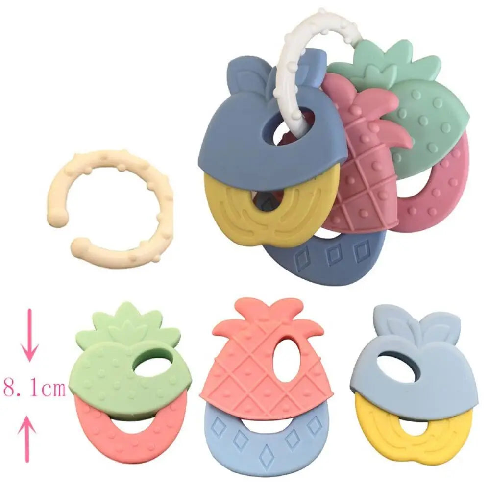 Fruit-Shaped Silicone Teether and Rattle for Babies