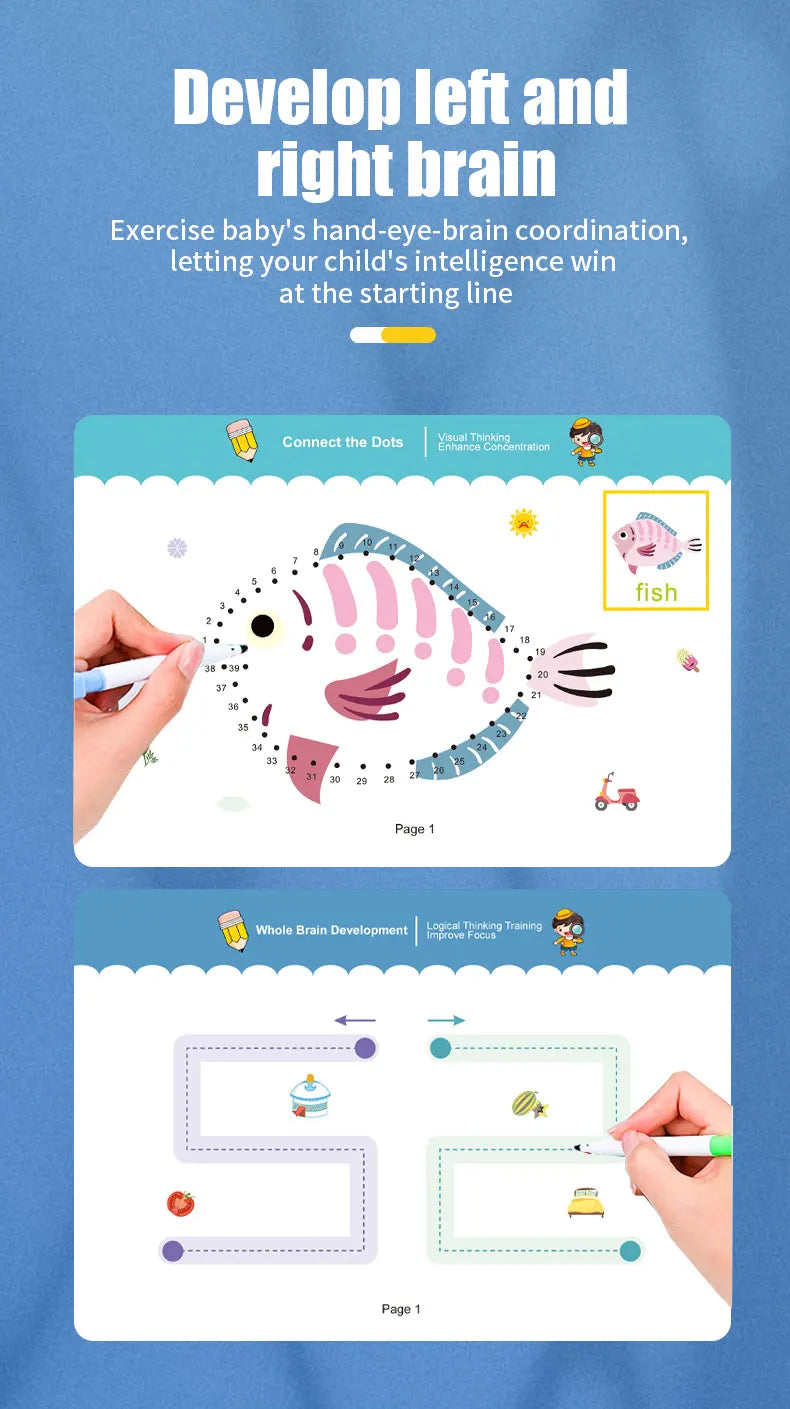 Reusable Magic Tracing Workbook for Kids with Pen and Eraser