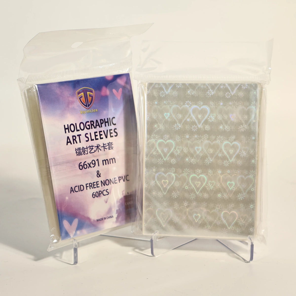 Holographic Heart-Shaped Card Sleeves (60-Pack) – Acid-Free Protectors for TCG & Collectible Cards