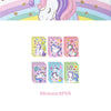 A set of six stickers featuring unicorns and rainbows for a girls' birthday celebration.