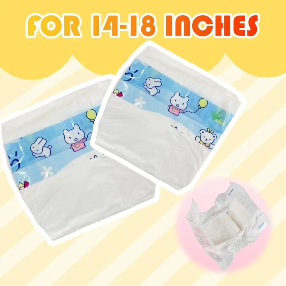 Soft Cotton Doll Diapers for Pretend Play (10-Pack)