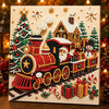 A detailed pearl painting kit featuring a festive Christmas train scene on a canvas.