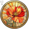 A jigsaw puzzle featuring a vibrant orange and red flower against a sunburst background.