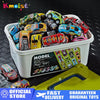 A white storage box filled with a collection of colorful mini die-cast alloy cars.