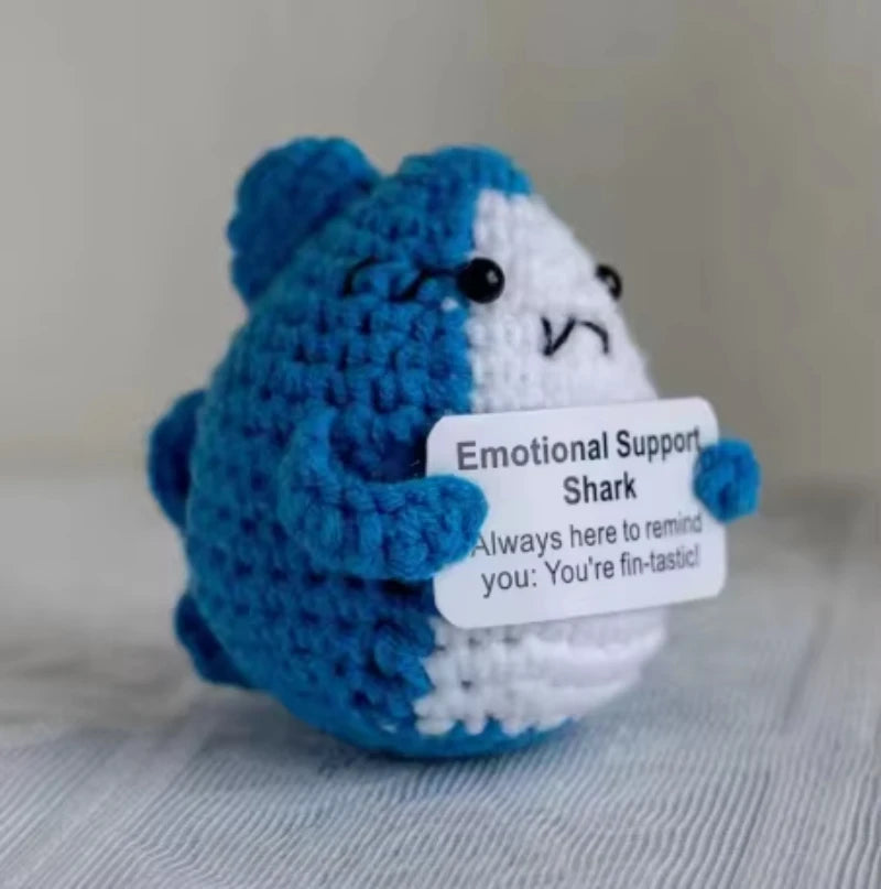 Handmade Knitted Coffee Doll with Card – Funny Crochet Desk Decor