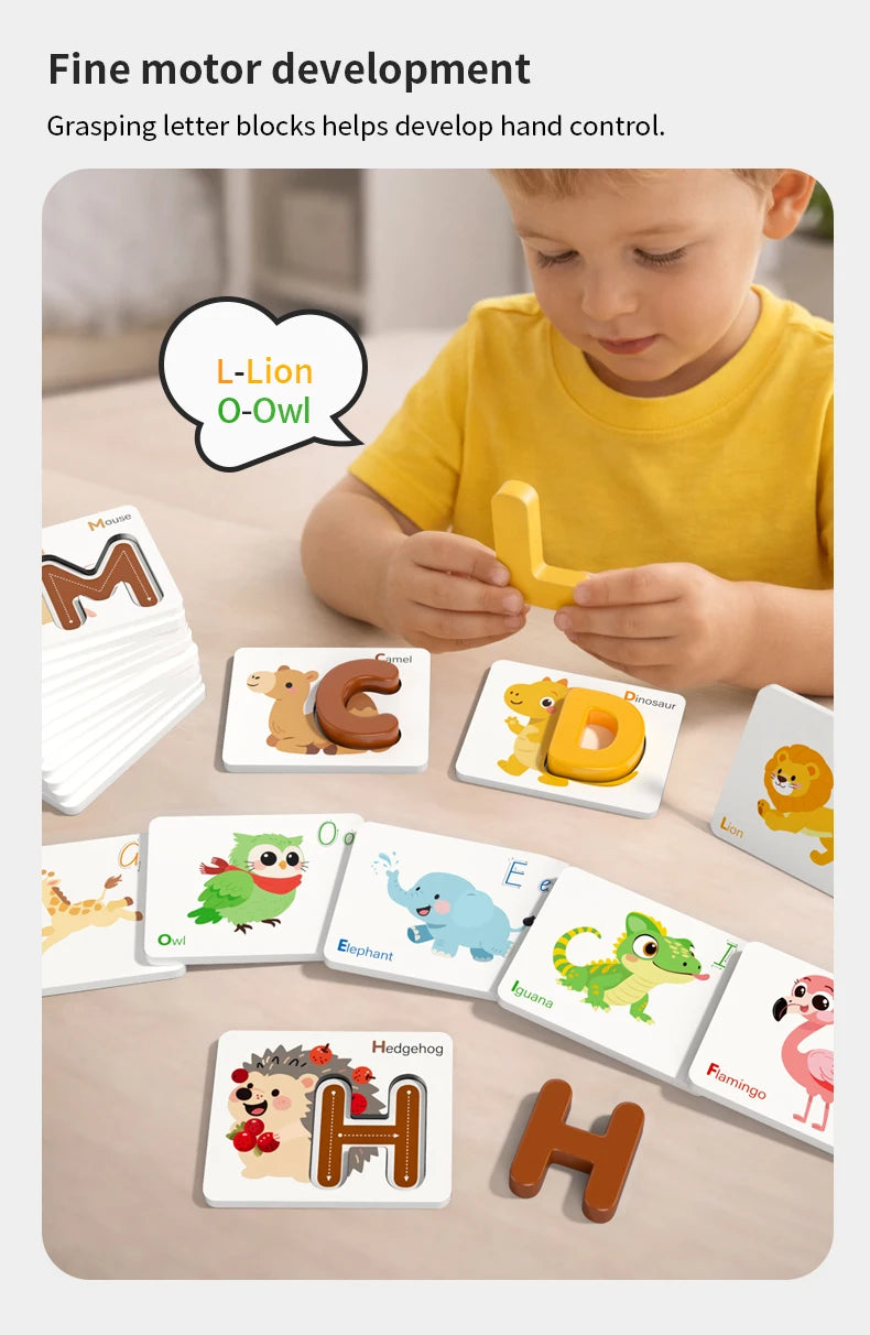 Montessori Wooden Spelling Game with Letter Matching Cards