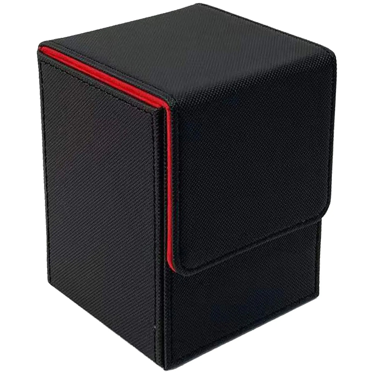 Black premium leather deck box with a red accent edge.