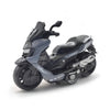 A black and gray vintage-style pull-back motorcycle toy car for kids.