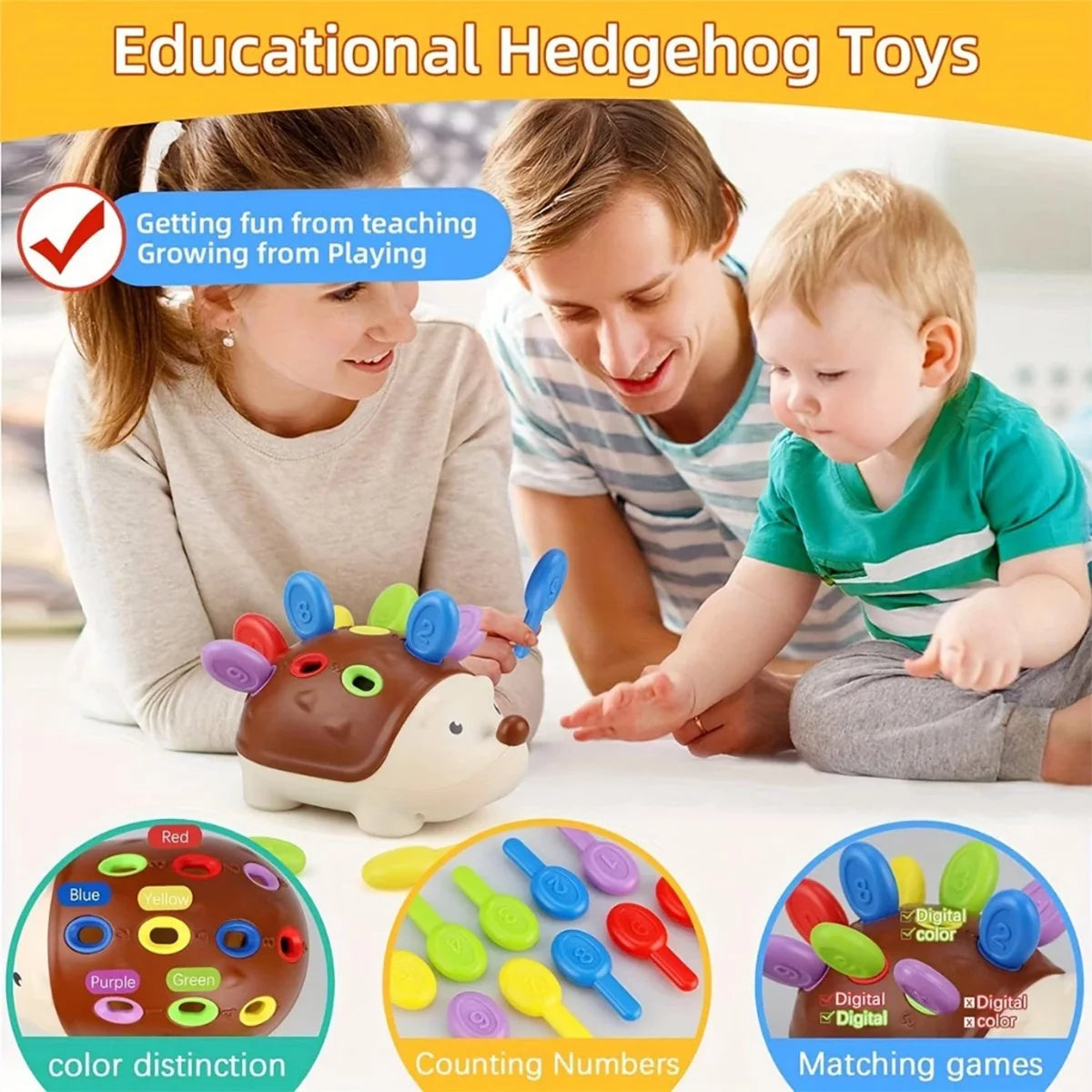 Sensory Hedgehog Toy for Toddlers – Montessori Fine Motor Development