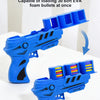 A blue EVA foam bullet launcher toy gun with colorful foam bullets loaded inside.