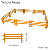 An orange miniature farm fence set consisting of ten pieces for use in sand tables and dioramas.