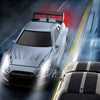 A silver mini 4WD remote control stunt car is shown racing on a track with bright LED lights illuminating the night.