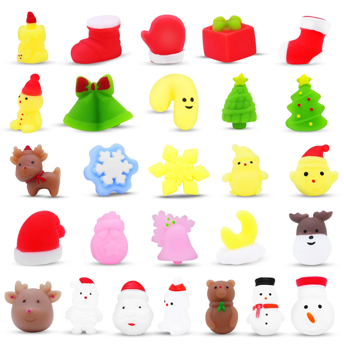 A set of ten Halloween-themed fidget toys including a yellow skull, red pumpkin, and various festive shapes.