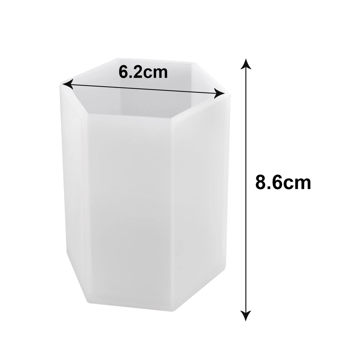 White geometric resin casting mold with dimensions 6.2cm by 8.6cm