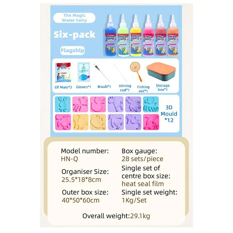 Six-pack of Magic Water Fairy elf molds and craft kit with ocean molds