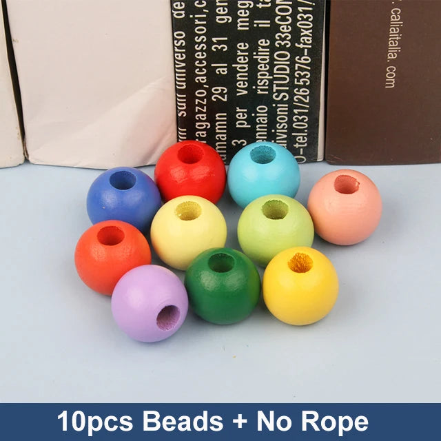Wooden Animal & Fruit Threading Beads Set for Toddlers