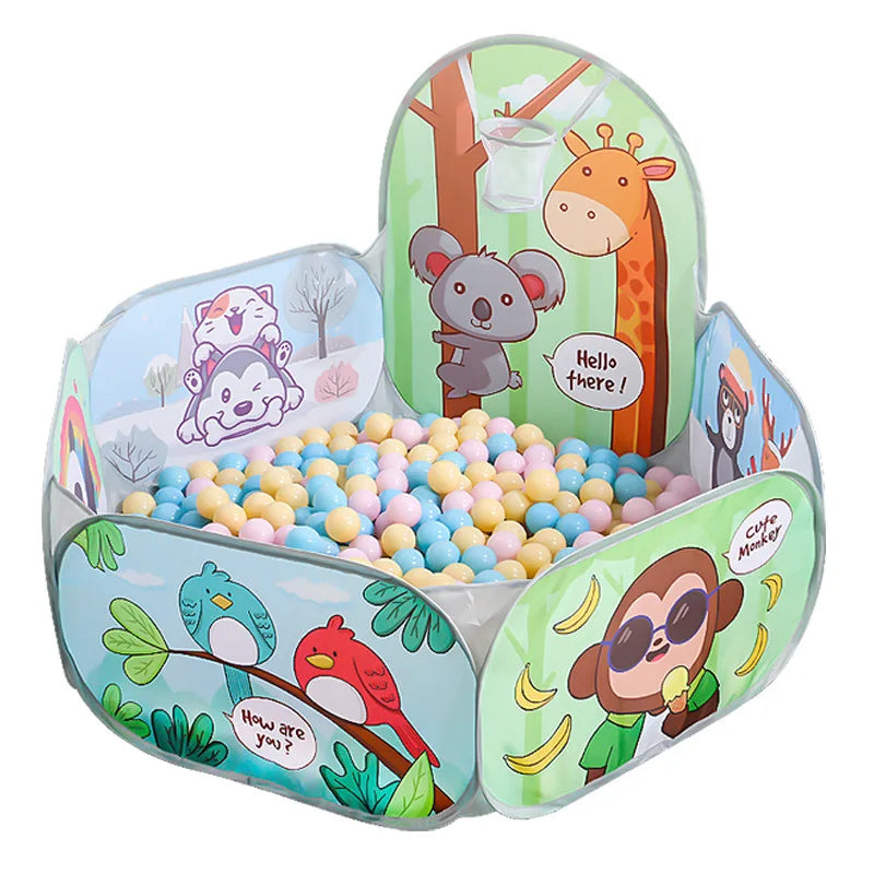 Kids Indoor Play Tent with Ball Pit and Basketball Hoop