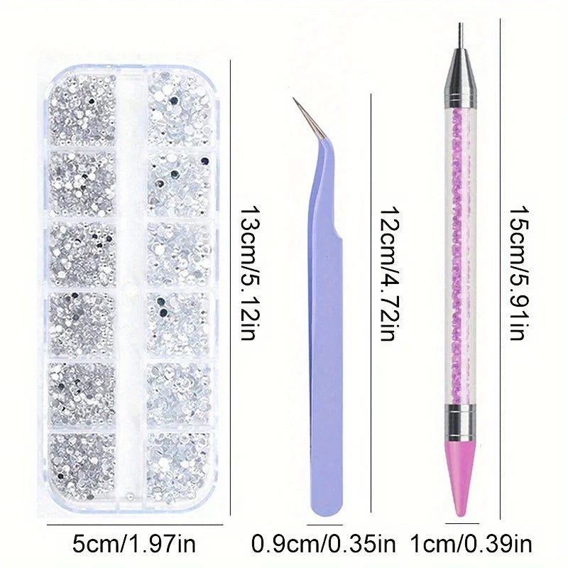 A set of multi-size flat back acrylic rhinestones in various shades of purple and silver for nail art and DIY crafts.