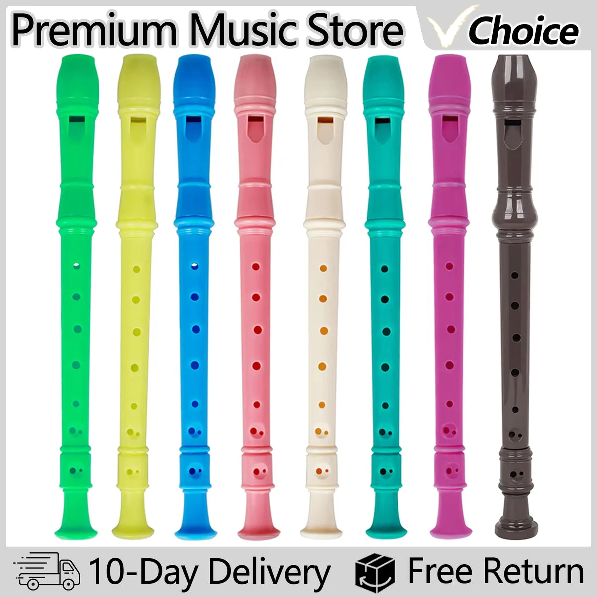 ABS Clarinet for Kids – 8-Hole Vertical Flute with Cleaning Stick