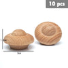 Ten natural wooden rainbow building blocks with a smooth, rounded shape.