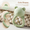 Bear-Shaped Silicone Baby Teether with Rattle Handle