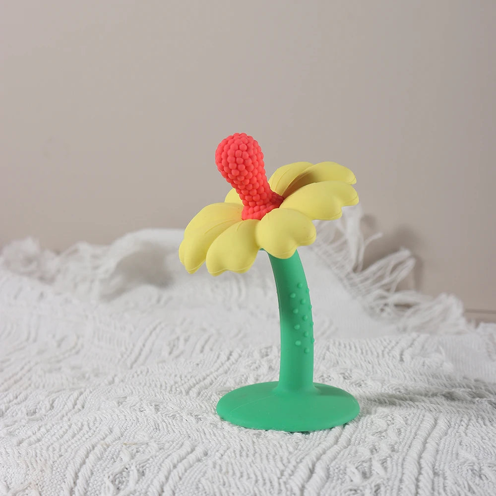 Flower-Shaped Silicone Baby Teether with Stand
