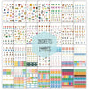A large collection of 1444 planner stickers for journals and bullet journals featuring various icons, shapes, and designs.