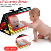 High-Contrast Tummy Time Baby Mirror with Crinkle Cloth Book and Teether