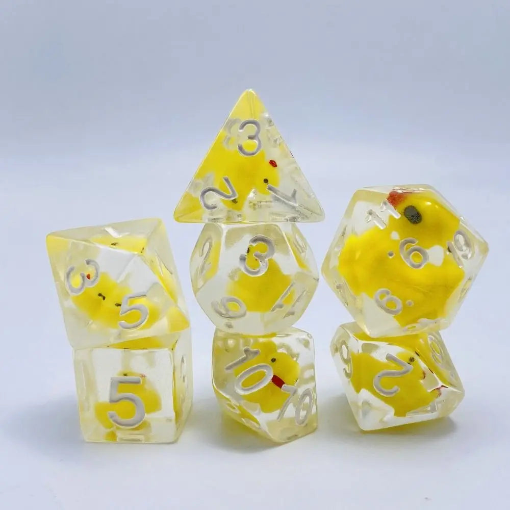 Acrylic Polyhedral Dice Set with Animal Duck Fillers