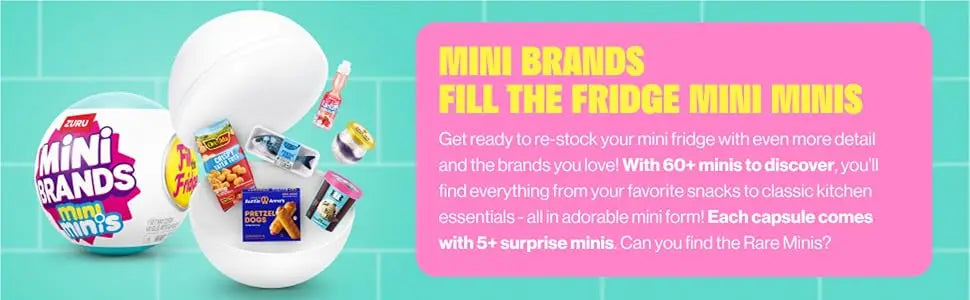 Mini Brands fill the fridge with mini minis, featuring snacks and kitchen essentials in adorable mini form.