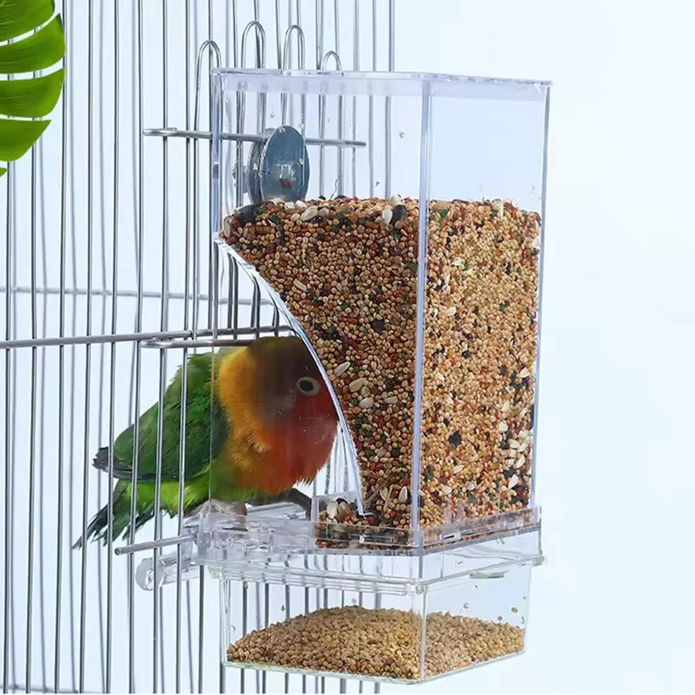 Clear Anti-Spill Parrot Bird Feeder