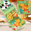 A green magnetic jigsaw puzzle featuring animals like pandas and tigers, designed for early learning.