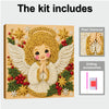 A kit for pearl diamond painting featuring a golden angel design with various embellishments and drilling accessories.