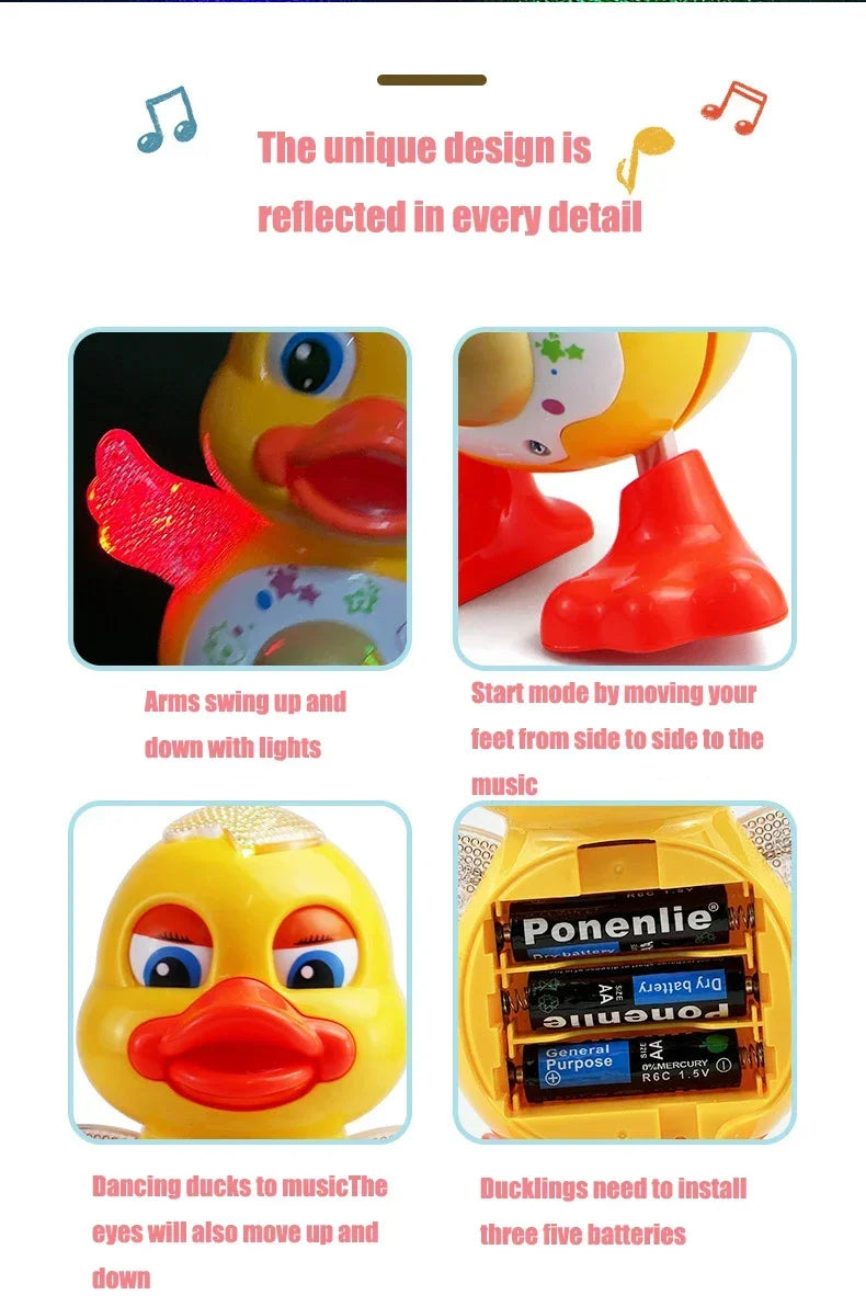 Electric Dancing Duck Toy with Music and Light-Up Eyes
