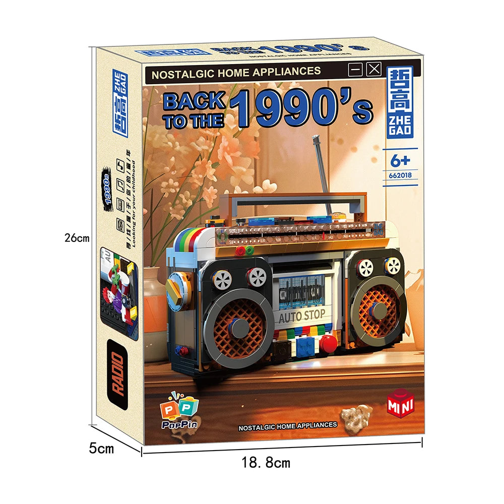 A nostalgic home appliances building block set featuring a retro radio design.