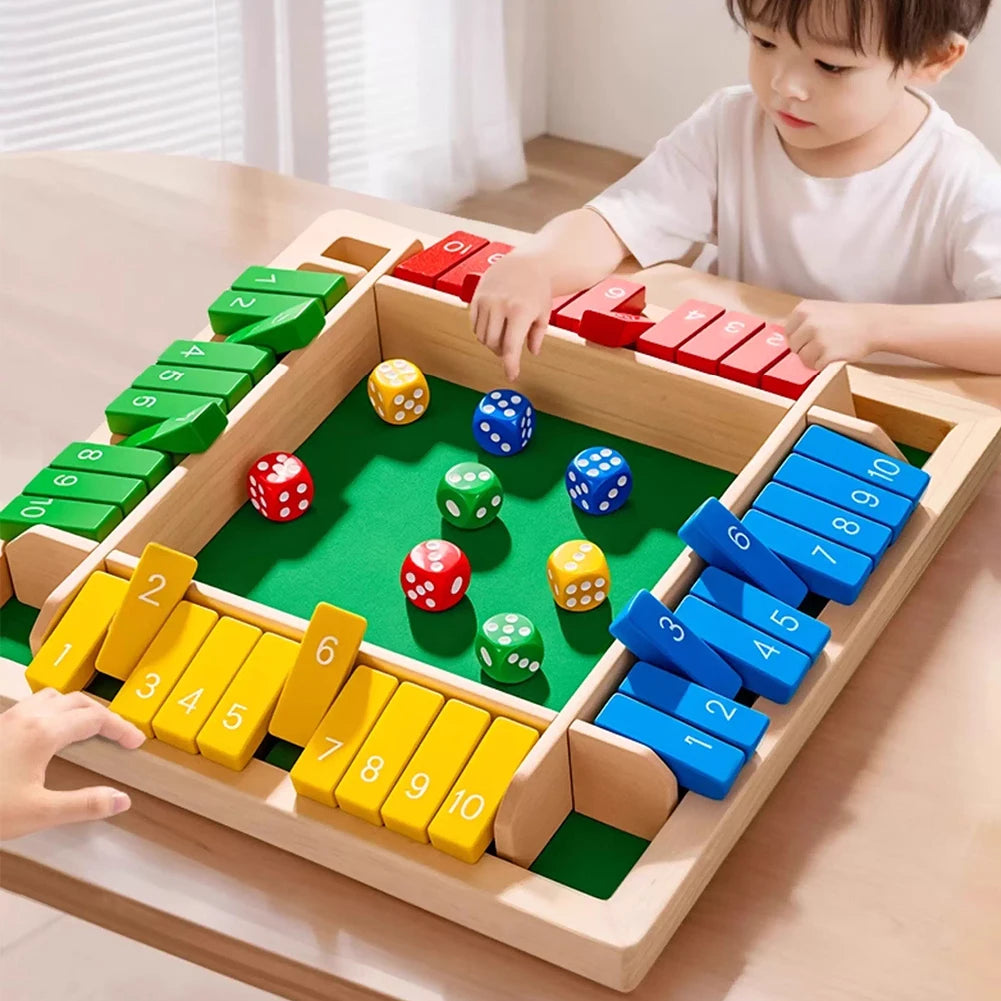 Classic Wooden Shut the Box Dice Game for Family Fun