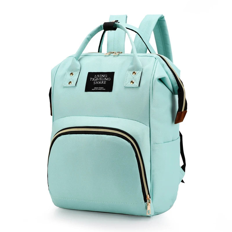 Canvas Baby Diaper Bag with Thermal Bottle Pockets & Hanging Design