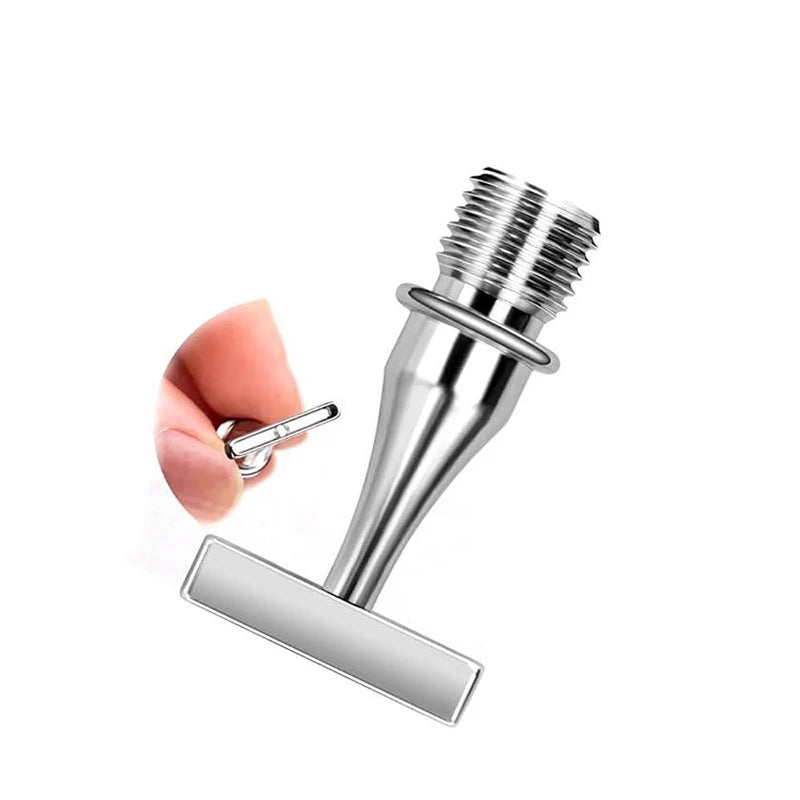 A stainless steel diamond painting pen with a silver tip and a flat applicator is shown against a white background.