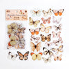 A set of colorful butterfly stickers in a clear plastic pouch for scrapbooking and journaling